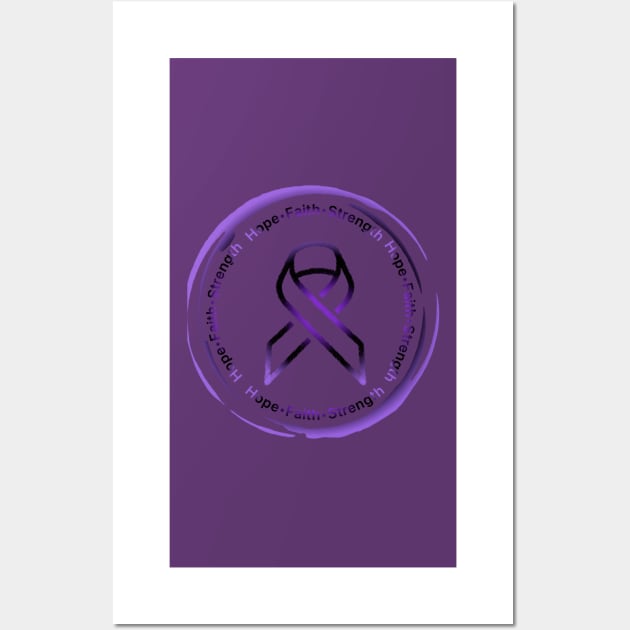 Hope•Faith•Strength Awareness ribbon (Purple&Black) Wall Art by CaitlynConnor